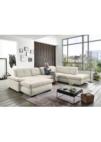 Ecksofa DIE PLANBAR "MP-IN16012 U-Form, mit Kaltschaum-Polsterung", beige (natur), B:371cm H:85cm T:260cm, 85% Polyester;15% Nylon, Sofas, Ecksofa, inkl. Sitztiefenverstellung wahlweise mit weiteren Funktionen