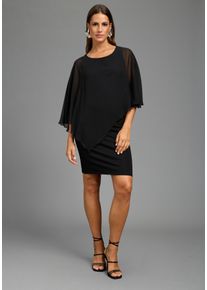 Abendkleid Laura Scott, Damen, Gr. 34, N-Gr, schwarz, Milano Rib;Chiffon, Obermaterial: 70% Viskose, 25% Polyester, 5% Elasthan. Bluseneinsatz: 100% Polyester, unifarben, figurbetont kniefrei, Rundhals, Kleider Abendkleid, in unifarbener Optik, aus Materialmix mit Milano Rib und Chiffon
