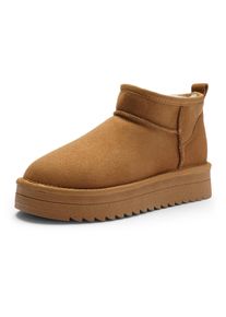 Winterboots Ara "ARKTIS", Damen, Gr. 40, Lammfell, braun (cognac), Lammfell, Veloursleder, unifarben, Schuhe Winterboots, Schlupfboots, Plateauboots mit modischem kurzen Schaft, G-Weite