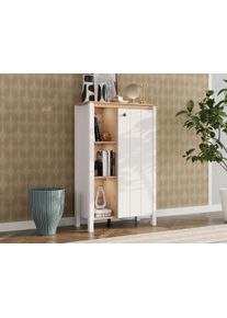 Highboard Home Affaire "BEDFORD, Hochkommode, Vitrine, Glasvitrine, Kombi-Highboard", opaque wei&szlig;, B:73cm H:117,5cm T:33,5cm, MDF, Metall, Spanplatte, Sideboards, Highboard, MDF-Profil 2D ummantelt, Hotstamping