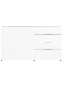 Sideboard Germania "Oakland", wei&szlig;, B:184cm H:102cm T:42cm, Glas, Holzwerkstoff, Sicherheitsglas ESG, Sideboards, Sideboard, in 2 Breiten, Fronten und Oberboden mit Glasauflage
