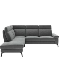 Ecksofa Home Affaire "Nalani, optionaler Sitzauszug, Breite: 252 cm", grau, B:252cm H:104cm T:215cm, 100% Polyester, Sofas, Ecksofa, Komfortabler Federkernsitz, gro&szlig;z&uuml;gige Ecke, klappbare Armlehne