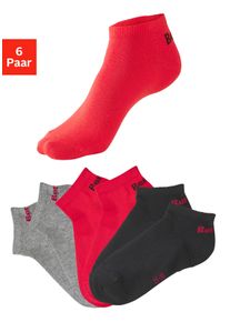 Sneakersocken Bench. "f&uuml;r Damen und Herren in Baumwollmischung, f&uuml;r Sport und Freizeit", Damen, Gr. 39-42, rot (2x schwarz, 2x grau meliert, 2x rot), Baumwollmischung, unifarben, elastisch, Socken Sneakersocken, mit klassischem Logoschriftzug, ohne Frottee