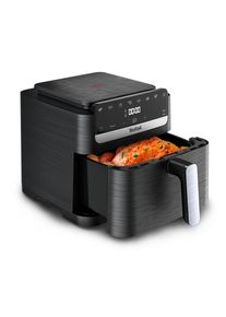 Tefal Hei&szlig;luftfritteuse "EY8618 Easy Fry Mega Compact", schwarz, B:39,2cm H:29,7cm T:30,6cm, Fritteusen, platzsparendes Design, 7,5 L, 8 Portionen, intuitiver Touchscreen, Hei&szlig;luftfritteuse