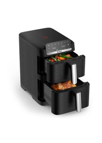Tefal Hei&szlig;luftfritteuse "EY7528 Easy Fry Crispy Stack", schwarz, B:24,5cm H:39,8cm T:44,2cm, Fritteusen, platzsparendes Design, Doppelkammer-Hei&szlig;luftfritteuse, 6 L + 4 L, Hei&szlig;luftfritteuse