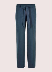 Madeleine Mode Stoffhose MADELEINE "Hose Weite Palazzohose mit Bindeband", Damen, Gr. 46, N-Gr, blau (nebelblau, melange), Obermaterial: 82% Viskose CV. 15% Polyacryl PAN. 3% Elasthan EL., Modern, Hosen Stoffhose, Hose mit Bindeband