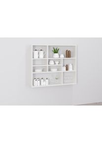Wandregal FMD "Mika", wei&szlig;, B:90cm H:78,5cm T:16cm, Holzwerkstoff, Regale, Wandregal, Regal mit vielen Ablagefl&auml;chen, 90 cm breit, 78,2 cm hoch
