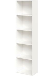 B&uuml;cherregal FMD "Bitz", wei&szlig; perl, B:44,4cm H:168,7cm T:28cm, Holzwerkstoff, Regale, B&uuml;cherregal, offene F&auml;cher, variable Einlegeb&ouml;den, beliebig erweiterbar
