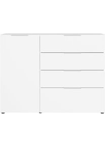 Sideboard Germania "Oakland", wei&szlig;, B:134cm H:102cm T:42cm, Glas, Holzwerkstoff, Sicherheitsglas ESG, Sideboards, Sideboard, in 2 Breiten, Fronten und Oberboden mit Glasauflage