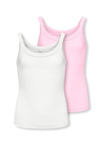 Tr&auml;gertop KIDS Only "KOGJILL LIFE S/L TOP CS JRS 2-PACK", M&auml;dchen, Gr. 158/164, rosa (sweet lila pack:cloud dancer), Jersey, Obermaterial: 95% Baumwolle, 5% Elasthan, unifarben, normal, ohne Ausschnitt, Tops Tr&auml;gertop, Baumwollmischung, elastisch