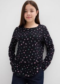 bonprix Bluză cu m&acirc;neci lungi din amestec elastic de bumbac organic, negru, 176/182
