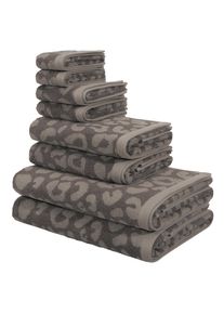 Handtuch Set OTTO HOME "Regona Leo, 8 tlg. Set, Premium Handt&uuml;cher, 100% Baumwolle, 500 gr/m&sup2;", anthrazit, grau, 8, Frottier, Frottier, Obermaterial: 100% Baumwolle, Handtuch-Sets, Handtuch Set, Animal Print, Duscht&uuml;cher, Handt&uuml;cher, G&auml;stet&uuml;cher, Seift&uuml;cher