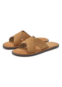 Beach Time Pantolette BEACHTIME "Sommerschuhe, offener Schuh, Sandale", Herren, Gr. 43, braun (beige), Obermaterial: 100% Rindsleder. Decksohle: 100% Rindsleder. Futter: 100% Textilmaterial. Laufsohle: 100% Synthetik, unifarben, Basic, Schuhe Pantolette, NEU aus weichem Leder mit leichter Sohle