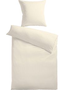 Bettw&auml;sche Kinzler "Damast-Streifen", beige (ecru), B/L: 135cm x 200cm, 1 Stk., 1 Stk., Damast, B/L: 80cm x 80cm, 2 Stk., Damast, Obermaterial: 100% Polyester, Bettw&auml;sche, Bettw&auml;sche, aus Mikrofaser
