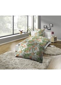 Bettw&auml;sche Kinzler "Mikrofaser-Satin Bettw&auml;sche "Dschungel gr&uuml;n", bunt, B/L: 135cm x 200cm, 1 Stk., 1 Stk., Microfaser-Satin, B/L: 80cm x 80cm, 2 Stk., Microfaser-Satin, Obermaterial: 100% Polyester, Bettw&auml;sche, Bettw&auml;sche, pflegeleicht