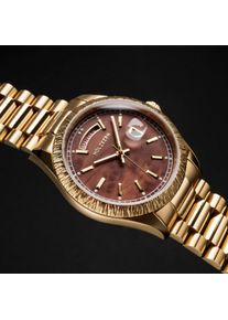 Holzkern; Wood Watch Transmontana (Burr Walnut/Gold), Men, Natural wood