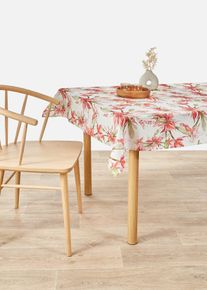 bonprix Față de masă cu imprimeu cu flori, impermeabilă, roz, Lxl 180/140 cm