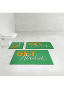 Badematte OTTO HOME "Get Naked, modern, Badvorleger, Badezimmer Teppich", gr&uuml;n (dunkelgr&uuml;n), H:20mm, Polyacryl, Badematten, Badematte, Badteppich, mit Schriftzug, 2 Varianten, rechteckig