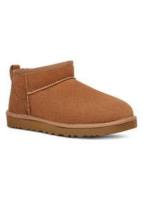 UGG Australia Winterboots UGG "UNISEX, M CLASSIC ULTRA MINI", Herren, Gr. 7 (40), braun, Lammfell, Leder, Schuhe Winterboots, Schlupfboots, Snowboot, Stiefel mit Lammfellfutter