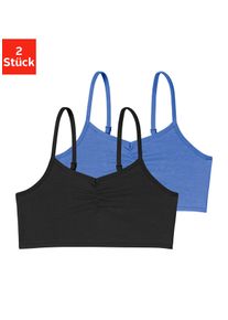 Bustier Buffalo, M&auml;dchen, Gr. 134/140, N-Gr, schwarz (blau, schwarz), Jersey, Obermaterial: 92% Baumwolle, 8% Elasthan (LYCRA), unifarben, Basic, k&ouml;rpernah, BHs Bustier, mit verstellbaren Tr&auml;gern, unifarben oder bedruckt