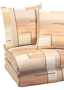 Bettw&auml;sche Biberna Gr. 2, beige, B/L: 155cm x 200cm, Mako-Jersey, B/L: 80cm x 80cm, 2 Stk., Mako-Jersey, 100% Baumwolle, Bettw&auml;sche, Bettw&auml;sche