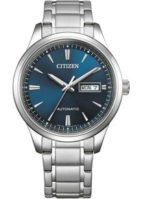 Automatikuhr Citizen "NY4058-79XC", silber (silberfarben, dunkelblau), Armbanduhren, Herren, Automatikuhr, Armbanduhr, Herrenuhr, Mechanische Uhr, Edelstahlarmband, analog, Tag