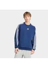 Sweatshirt adidas Sportswear "M 3S FL SWT", Herren, Gr. L, team navy blau 2, wei&szlig;, Obermaterial: 70% Baumwolle, 30% Polyester, normal, Rundhals, angesetztes B&uuml;ndchen, Sweatshirts Sweatshirt