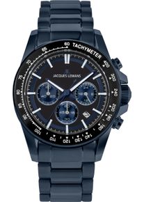 Chronograph Jacques Lemans "Liverpool", blau (dunkelblau), Armbanduhren, Herren, Chronograph, Quarzuhr, Armbanduhr, Herrenuhr, Edelstahlarmband, analog, Tag