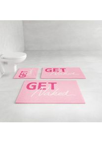 Badematte OTTO HOME "Get Naked, modern, Badvorleger, Badezimmer Teppich", pink (rosa), H:20mm, Polyacryl, Badematten, Badematte, Badteppich, mit Schriftzug, 2 Varianten, rechteckig
