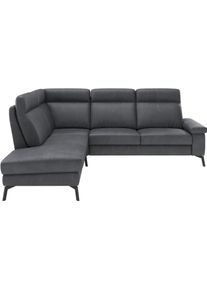 Ecksofa Home Affaire "Nalani, optionaler Sitzauszug, Breite: 252 cm", fango, B:252cm H:104cm T:215cm, 100% Leder, Sofas, Ecksofa, Komfortabler Federkernsitz, gro&szlig;z&uuml;gige Ecke, klappbare Armlehne