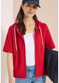 Sweatjacke Cecil, Damen, Gr. S (38), rot (glazed apple rot), Sweatware, Obermaterial: 100% Baumwolle. Futter: 100% Baumwolle, unifarben, normal h&uuml;ftbedeckend, Rundhals, Sweatjacken Sweatjacke, Kurzarm Sweatjacke mit Kapuze