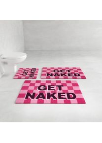 Badematte OTTO HOME "Get Naked, modern, Badvorleger, Badezimmer Teppich", pink (berry), H:20mm, Polyacryl, Badematten, Badematte, Badteppich, mit Schriftzug, 2 Varianten, rechteckig