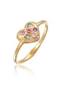 Silberring HAZE & GLORY "Ring Heart Turmalin Saphire Alexandrit 375 Gelbgold" Gr. 56, gold, Fingerringe, Damen, 56, Gelbgold 375, Silberring