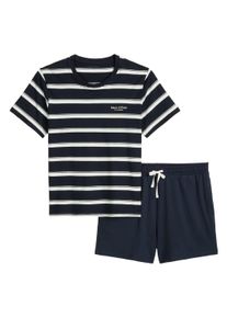 Marc O'Polo Schlafanzug MARC O'POLO "Pyjama Pyjama Set short", Herren, Gr. XL, blau (dunkelblau), Obermaterial: 100% Baumwolle CO., Homewear-Sets Schlafanzug
