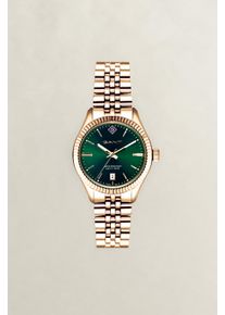 Quarzuhr Gant "Sussex", gold (goldfarben, gr&uuml;n, gr&uuml;n), Armbanduhren, Damen, goldfarben, Quarzuhr, Armbanduhr, Damenuhr, Edelstahlarmband, analog, Tag