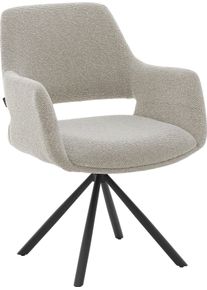 Esszimmerstuhl Musterring, beige, schwarz, beige, B:62cm H:83cm T:62cm, Eisen, Stoff, St&uuml;hle, Esszimmerstuhl, Gestell Eisen schwarz, 180 drehbar, R&uuml;ckholmechanik, SH 48 cm