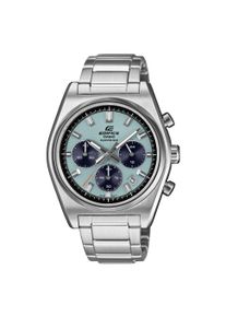 Chronograph CASIO EDIFICE, silber (edelstahlfarben, hellblau), Armbanduhren, Herren, Chronograph, Quarzuhr, Armbanduhr, Herrenuhr, Edelstahlarmband, analog, Tag