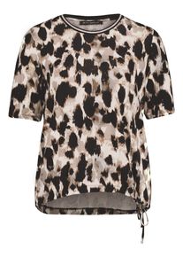 Rundhalsshirt Betty Barclay "Casual-Shirt mit Gummizug", Damen, Gr. 42, beige (beige, schwarz), Obermaterial: 95% Viskose CV. 5% Elasthan EL., Shirts Rundhalsshirt