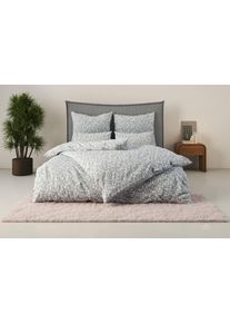 Bettw&auml;sche OTTO HOME "Mariby", grau, B/L: 135cm x 200cm, 1 Stk., 1 Stk., Renforc&eacute;, B/L: 80cm x 80cm, 2 Stk., Renforc&eacute;, Obermaterial: 100% Baumwolle, Bettw&auml;sche, Bettw&auml;sche, mit feinem Bl&uuml;mchen Design, skandinavisch, romantische Bettw&auml;sche