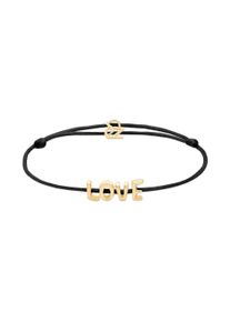 Armband ECHTZEIT "Schmuck Geschenk Edelstahl-Nylon-Armband Love Letters", gelbgoldfarben, schwarz, Armb&auml;nder, Damen, 21cm, Edelstahl Nylon, Edelstahl, Nylon, Armband