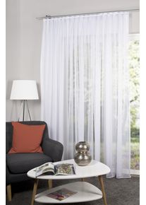 Gardine HOME BASICS "SABLIO" Gr. 9, wei&szlig;, 225cm, Faltenband, 450cm, Gardinen, Gardine, Fertigstore Feinsable