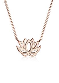 Kette mit Anh&auml;nger Elli "Halskette mit Lotusblume Bl&uuml;te Gl&uuml;cksbringer 925 Silber" Gr. 45, rosa (rosegold), Halsketten, Damen, ohne Stein, Silber 925 (Sterlingsilber), Kette mit Anh&auml;nger