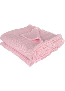 Wohndecke ZOEPPRITZ1828 "Honeybee", rosa (powder rose), B:130cm L:180cm, Leinen, Wohndecken, Wohndecke, Leinenplaid im Waffelpique