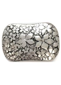 G&uuml;rtelschnalle RETTUNGSRING G&Uuml;RTEL "3D Blume Silber", Damen, silber (silberfarben), Obermaterial: 100% Metall, gemustert, G&uuml;rtel G&uuml;rtelschnalle