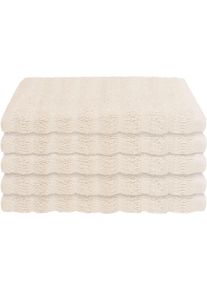 Gaestehandtuecher Schiesser "Neapel aus 100% Baumwolle mit eleganter Hoch-Tief-Optik", beige (creme), B:30cm L:50cm, Frottier, Baumwolle, Handt&uuml;cher, Gaestehandtuecher, OEKO-TEX MADE IN GREEN