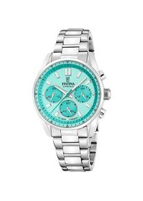 Chronograph Festina "Boyfriend Collection", blau (silberfarben, gr&uuml;n), Armbanduhren, Damen, Chronograph, Quarzuhr, Armbanduhr, Damenuhr, Herrenuhr, Edelstahlarmband, analog