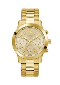 Quarzuhr Guess "PARKER", goldfarben, Armbanduhren, Herren, Quarzuhr, Armbanduhr, Herrenuhr, Edelstahlarmband, analog, Wochentag, Tag