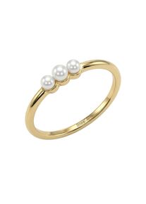 Fingerring Amor Gr. 58, gold (gelbgoldfarben, wei&szlig;), Fingerringe, Damen, 58, Edelstahl Perlen, 1,5mm, Edelstahl, Perlen, Fingerring, mit Glasperle