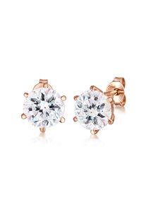 Paar Ohrstecker Elli "Ohrringe Glas Kristalle Wei&szlig; 925 Sterling Silber", rosa (rosegold), Ohrringe, Damen, Silber 925 (Sterlingsilber), Paar Ohrstecker