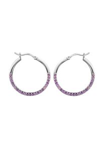 Paar Creolen Firetti "Schmuck Geschenk Silber 925 Ohrschmuck Ohrringe", pink (silberfarben, lila, lila), Ohrringe, Damen, 27mm, Silber 925 (Sterlingsilber), Paar Creolen, mit Kristallstein (synth.)